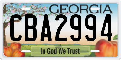 GA license plate CBA2994
