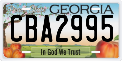 GA license plate CBA2995