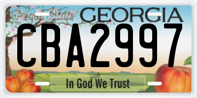 GA license plate CBA2997