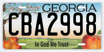 GA license plate CBA2998