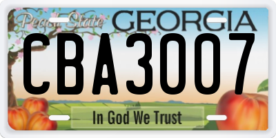 GA license plate CBA3007