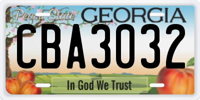 GA license plate CBA3032