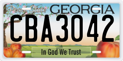 GA license plate CBA3042