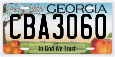 GA license plate CBA3060