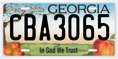 GA license plate CBA3065