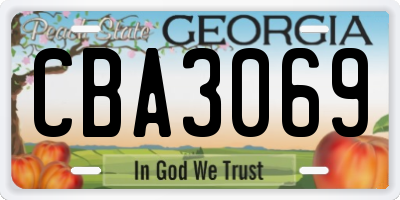GA license plate CBA3069