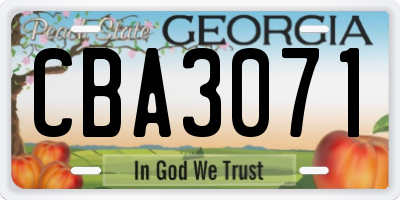 GA license plate CBA3071