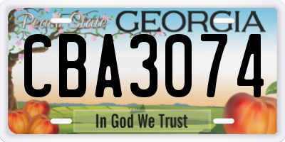 GA license plate CBA3074