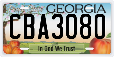 GA license plate CBA3080