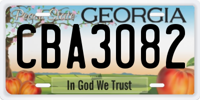 GA license plate CBA3082