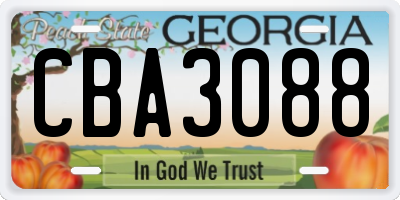 GA license plate CBA3088