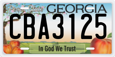 GA license plate CBA3125
