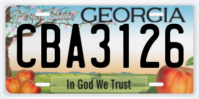 GA license plate CBA3126