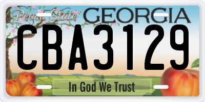 GA license plate CBA3129