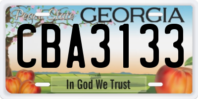 GA license plate CBA3133