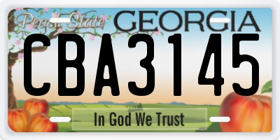 GA license plate CBA3145
