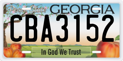 GA license plate CBA3152
