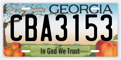 GA license plate CBA3153