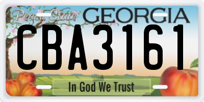 GA license plate CBA3161