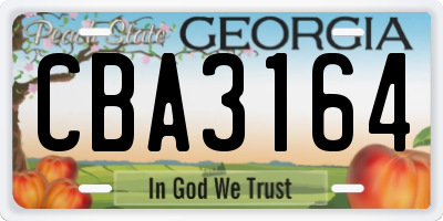 GA license plate CBA3164