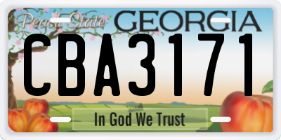 GA license plate CBA3171
