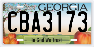 GA license plate CBA3173