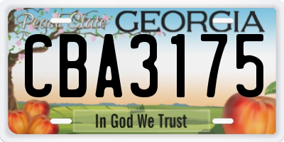 GA license plate CBA3175