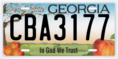 GA license plate CBA3177