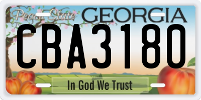 GA license plate CBA3180