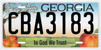 GA license plate CBA3183