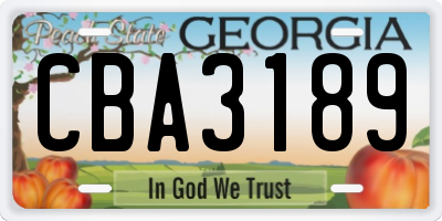 GA license plate CBA3189
