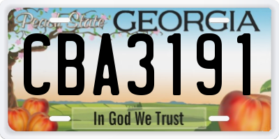 GA license plate CBA3191