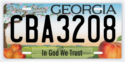 GA license plate CBA3208