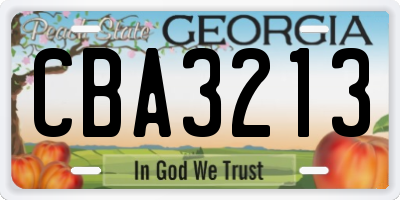 GA license plate CBA3213