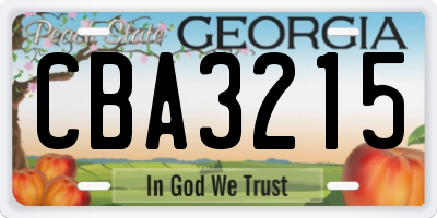 GA license plate CBA3215