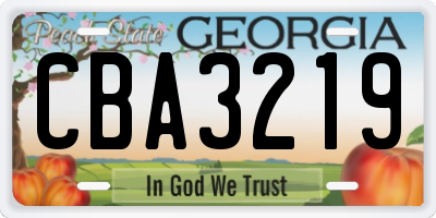 GA license plate CBA3219