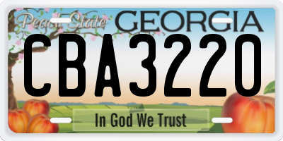 GA license plate CBA3220