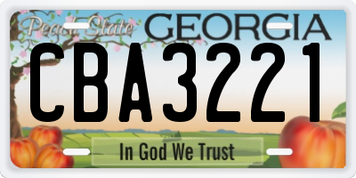 GA license plate CBA3221