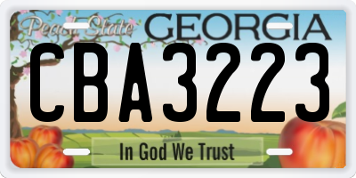GA license plate CBA3223