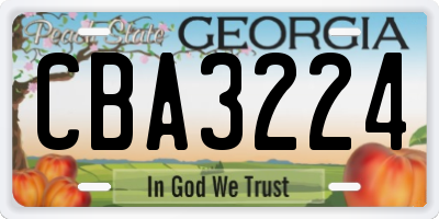 GA license plate CBA3224