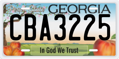GA license plate CBA3225