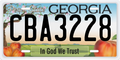 GA license plate CBA3228