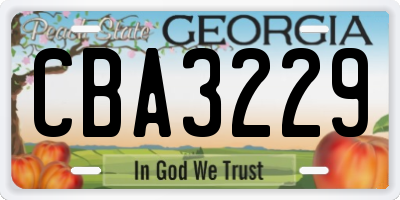 GA license plate CBA3229