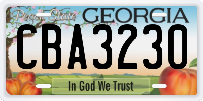 GA license plate CBA3230