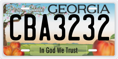 GA license plate CBA3232