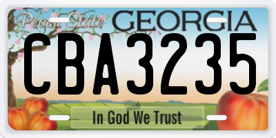 GA license plate CBA3235