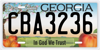 GA license plate CBA3236