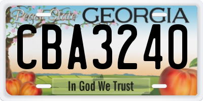 GA license plate CBA3240
