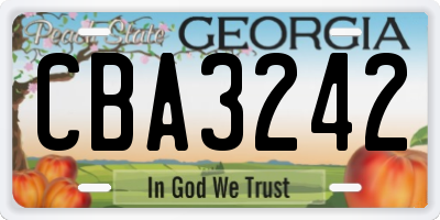 GA license plate CBA3242