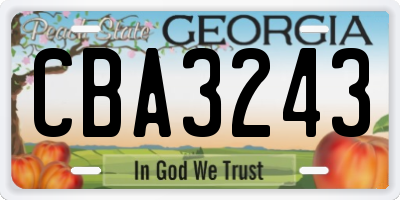 GA license plate CBA3243